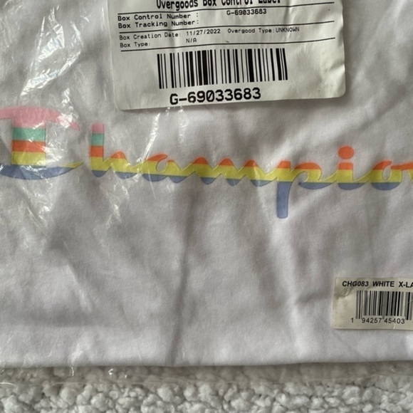 Champion Youth T Shirt White Rainbow Logo Size XL - Picture 3 of 4